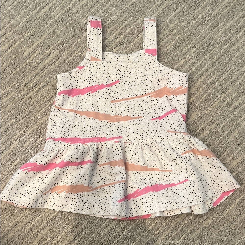 The Bonnie Mob Baby Girl Dress 6–9M Pink Abstract Print Boutique Cotton Dress EU